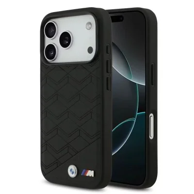 Bmw Iphone 17 Pro Case - Leather Seat Design With Magsafe And Metal Logo - Black